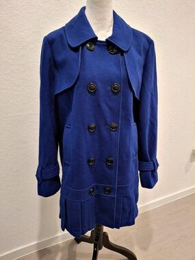 Worthington Women's Wool Pea Coat in Blue Size XL Like New